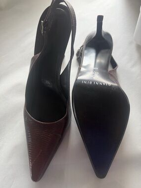 Gianni Bini Dark Brown Pointed-Toe Slingback Heels